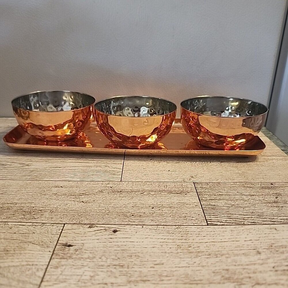 Gatherings Godinger Silver Art Co Copper Condiment 3 Bowl Set - Picture 4 of 9